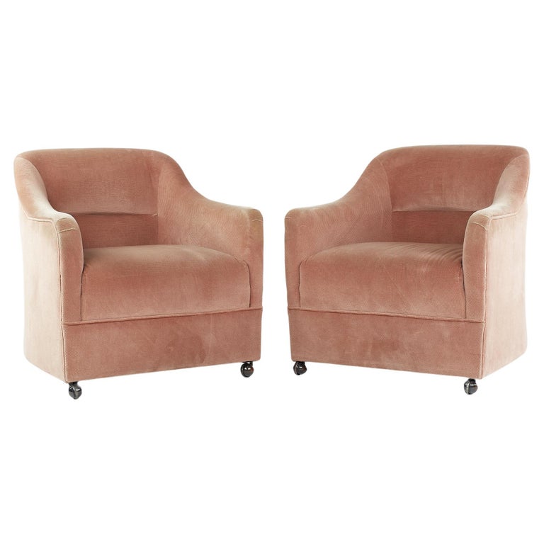 Ward Bennett Mid Century Barrel Lounge Chairs, Pair For Sale