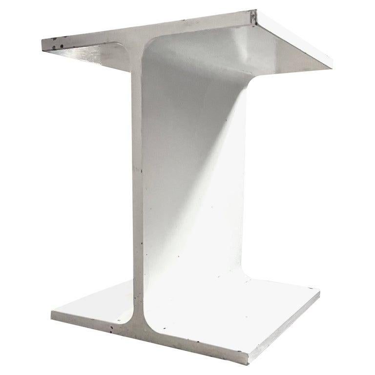 20th Century Ward Bennett Modern White 3078 I-Beam Table and Stool for Brickell, C. 1969, USA For Sale