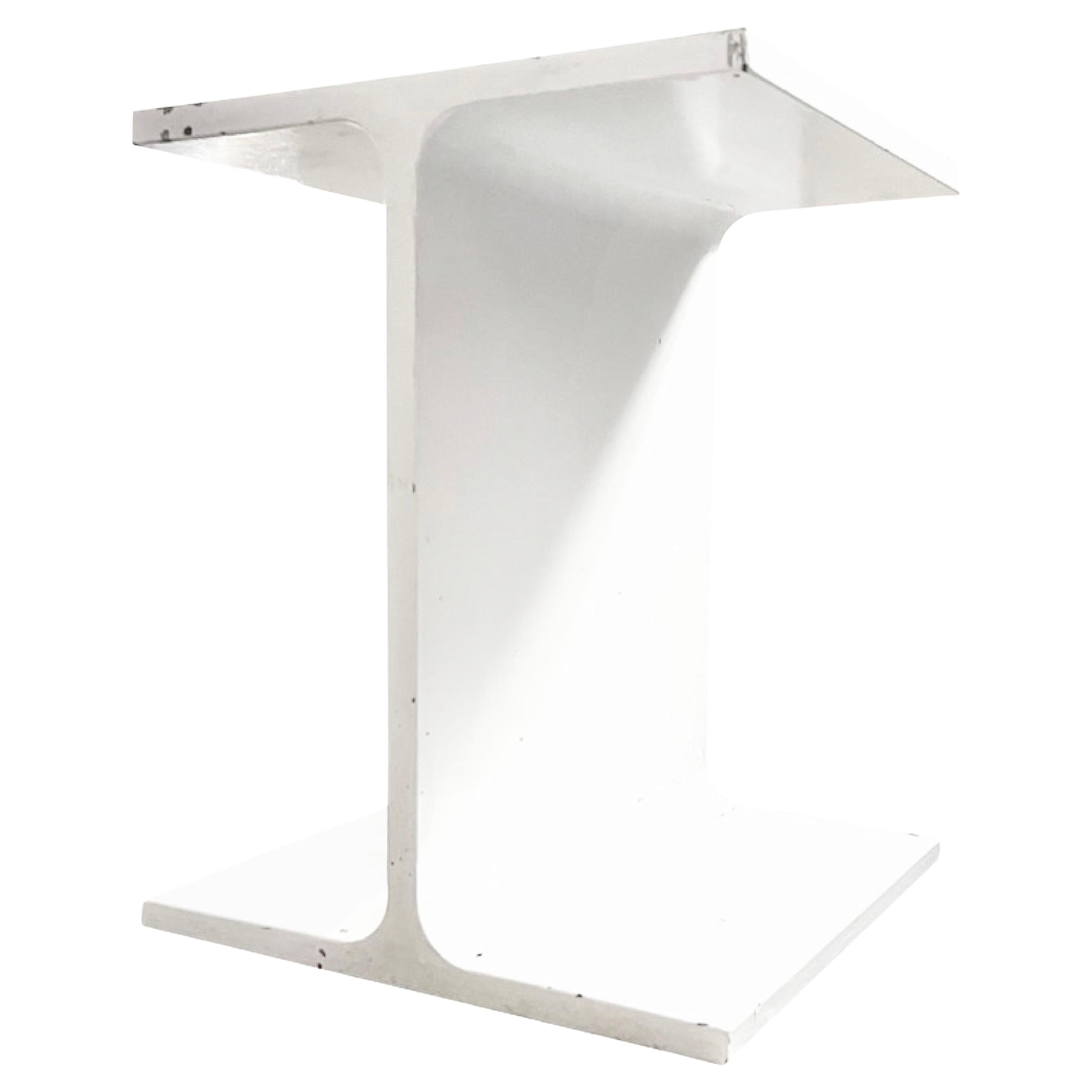 Ward Bennett Modern White 3078 I-Beam Table and Stool for Brickell, C. 1969, USA For Sale