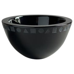 Ward Bennett Modernist Etched Black Glass Bowl, 1970s