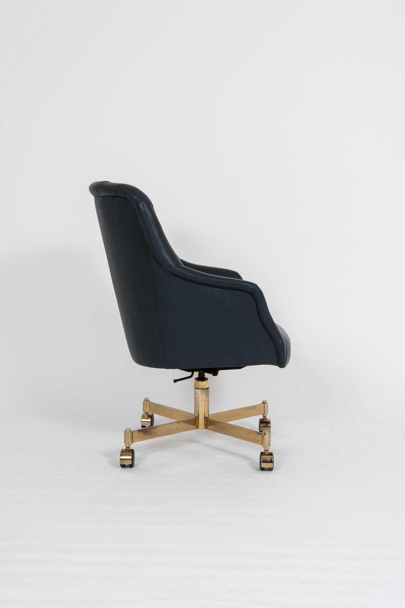 navy leather desk chair