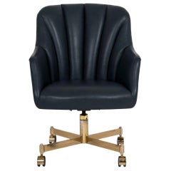 Chaise de bureau en cuir Ward Bennett Navy