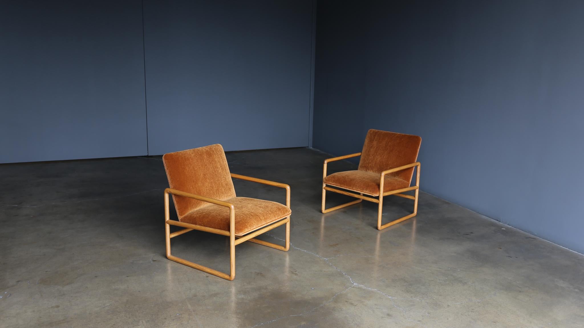 Ward Bennett Oak & Mohair Lounge Chairs for Brickel Associates, circa 1960 8