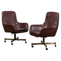 Ward Bennett Pair Leather Chairs for Brickell Associates
