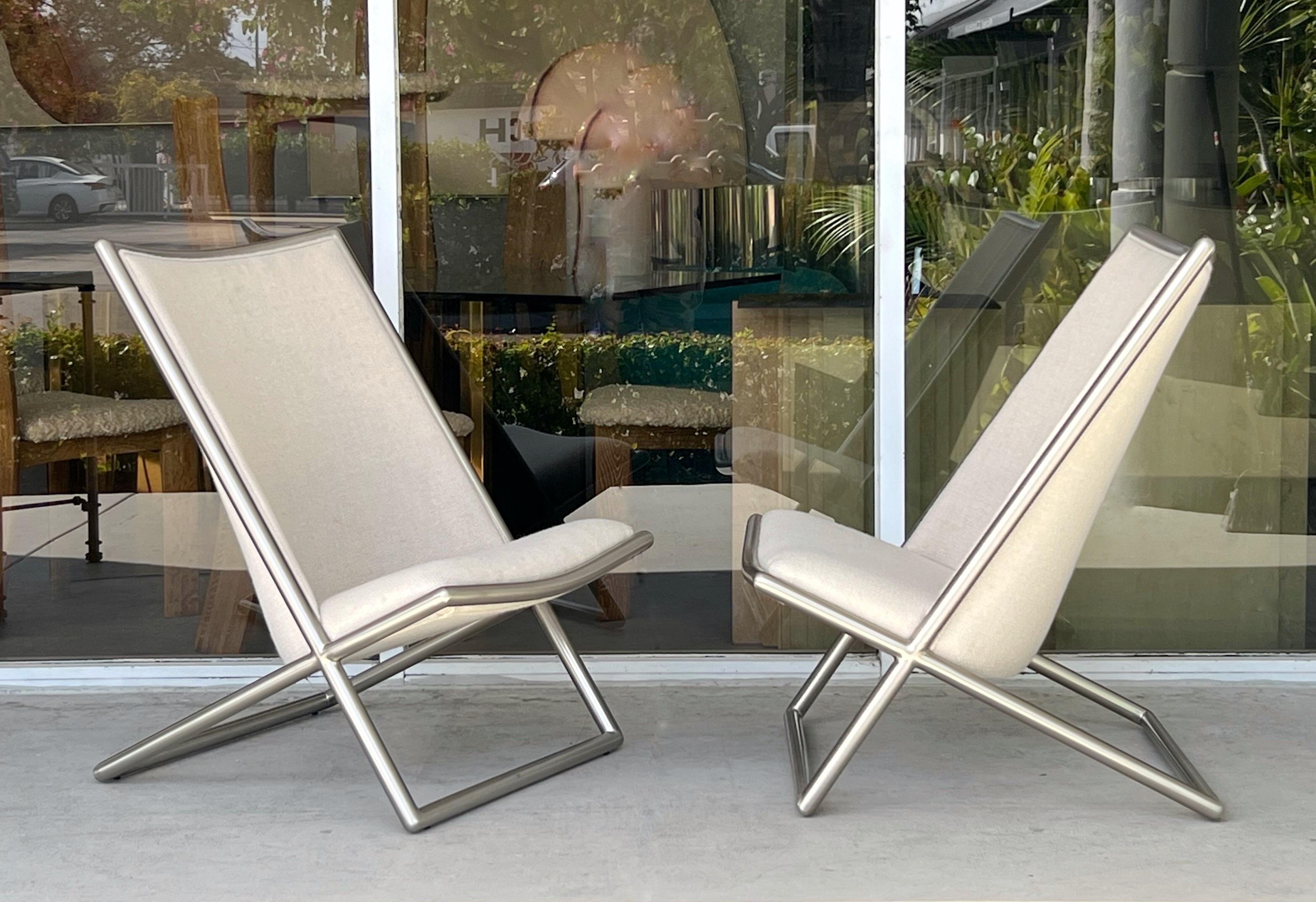 American Ward Bennett Pair of Scissor Lounge Chairs For Sale