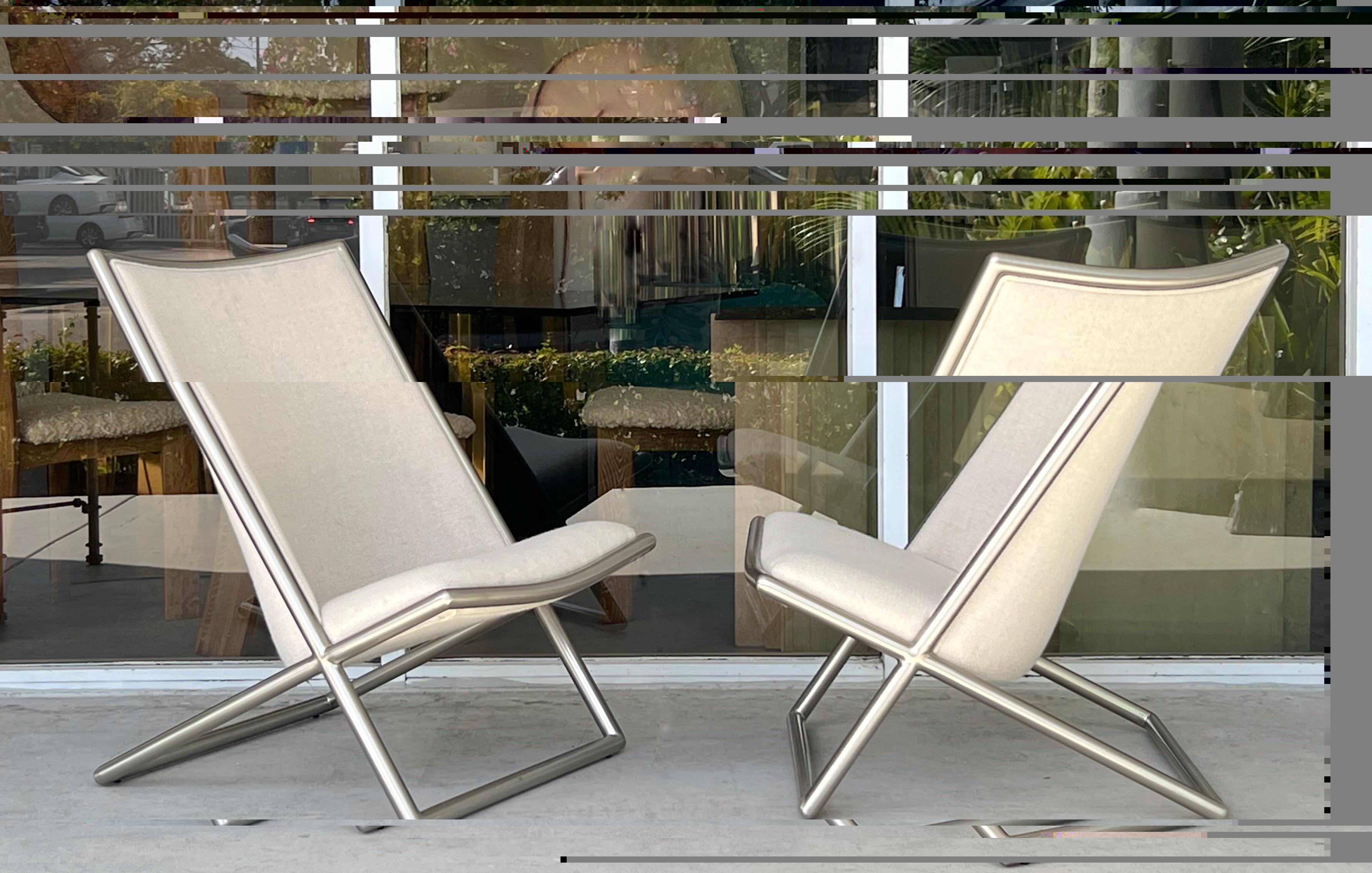 Mid-20th Century Ward Bennett Pair of Scissor Lounge Chairs For Sale
