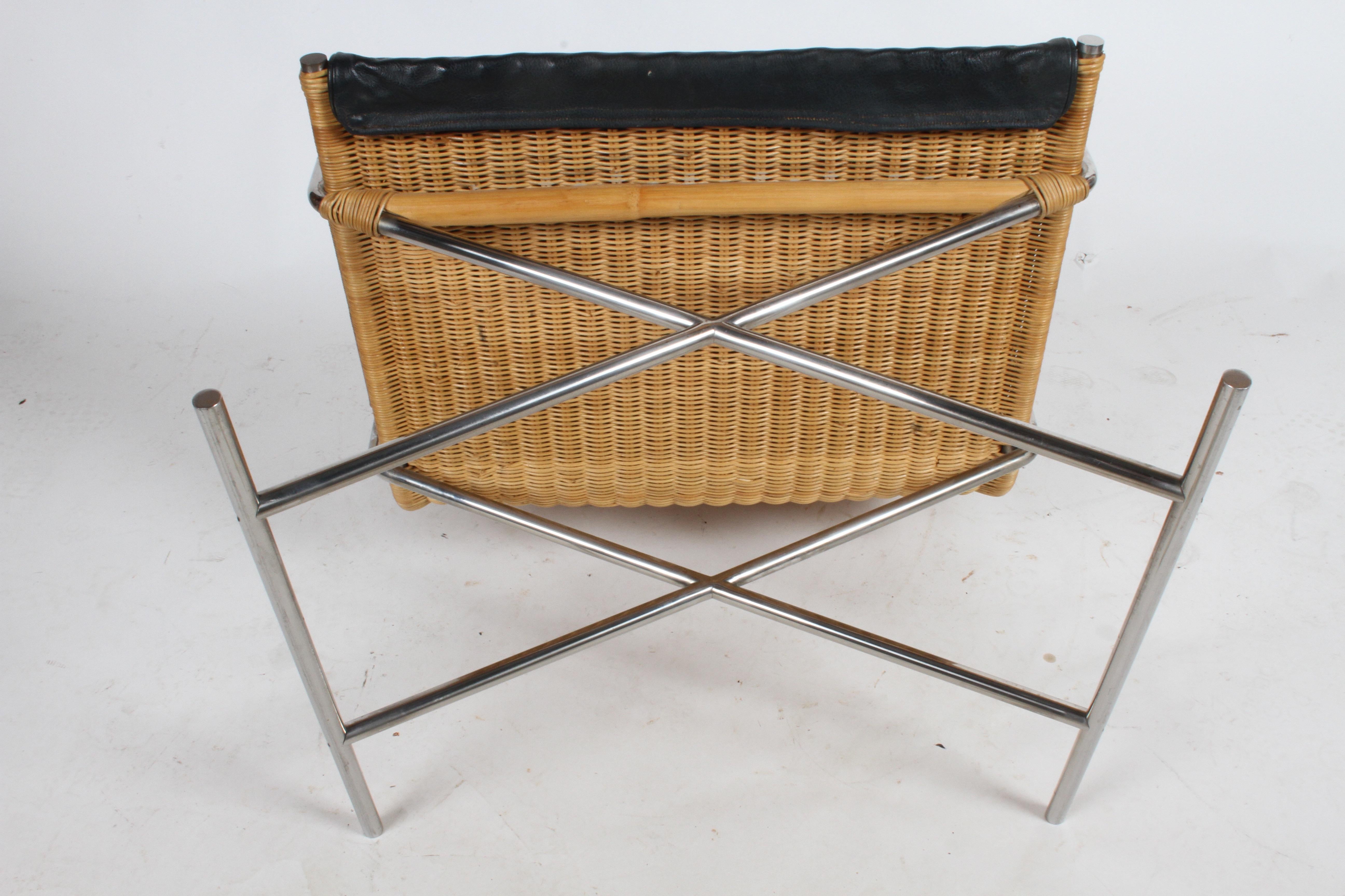 Ward Bennett Sled Chair Rattan and Leather 3