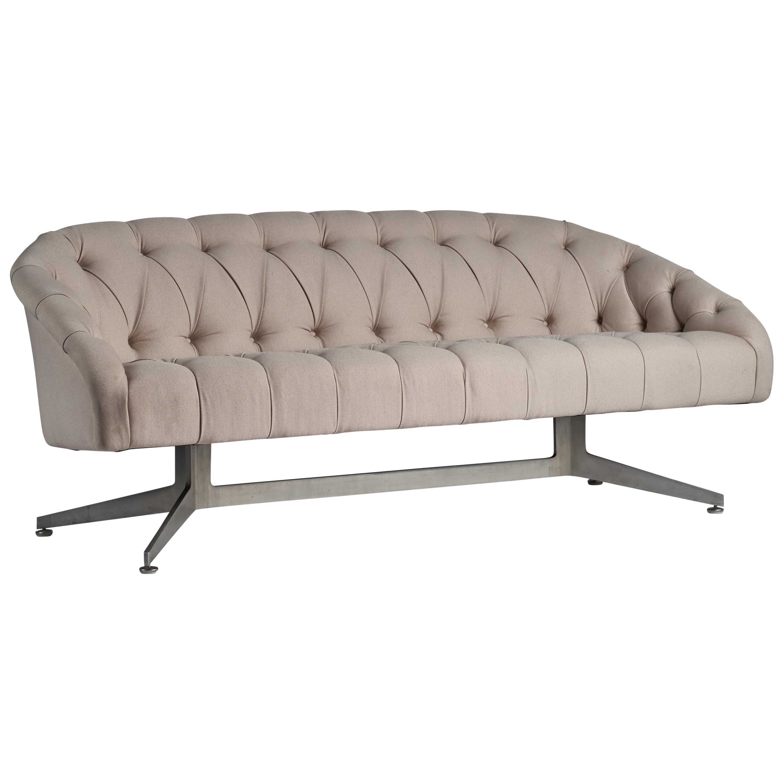 Ward Bennett, Sofa, Fabric, Aluminium, USA, 1950s