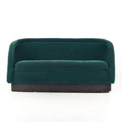 Ward Bennett Style Mid Century Green Mohair Sofa Settee