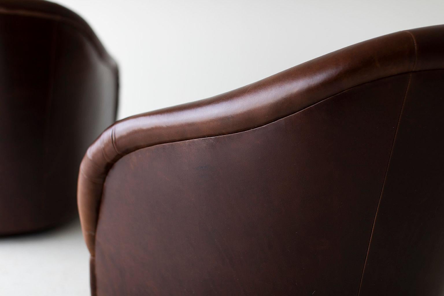 Oiled Ward Bennett Swivel Lounge Chairs for Brickel Associates Inc