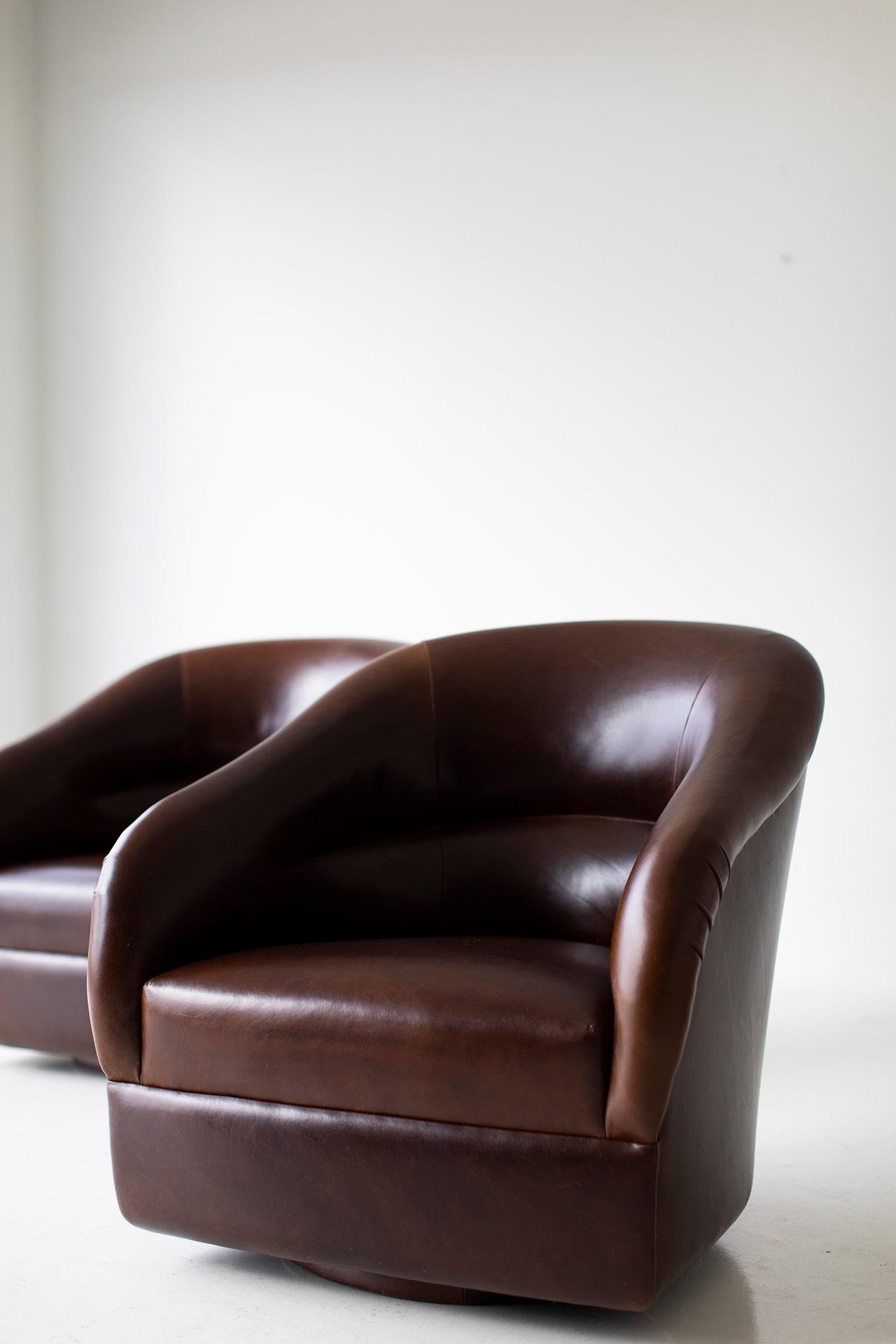 Leather Ward Bennett Swivel Lounge Chairs for Brickel Associates Inc