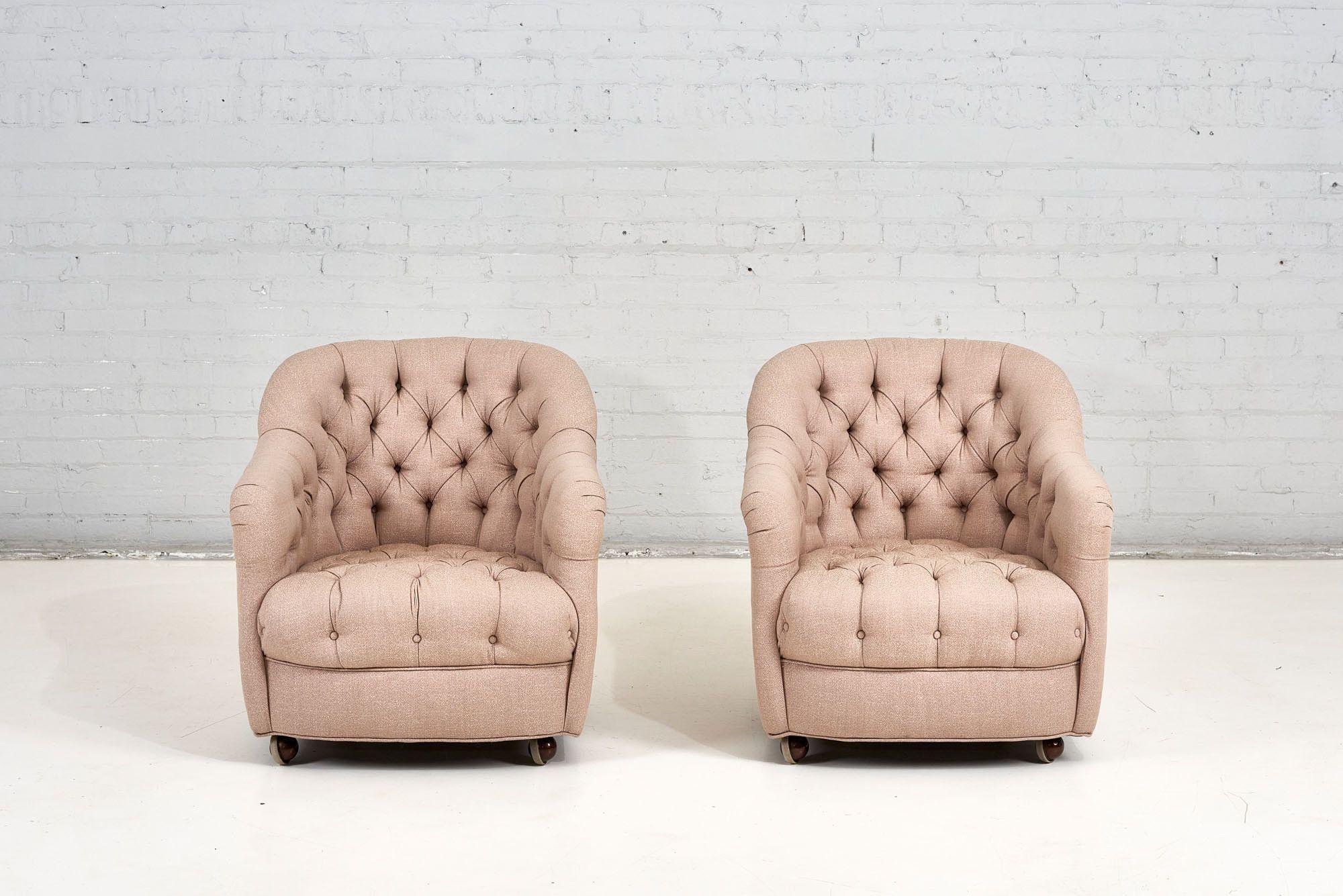 Ward Bennett tufted lounge chairs, 1960. Original upholstery in excellent condition.
