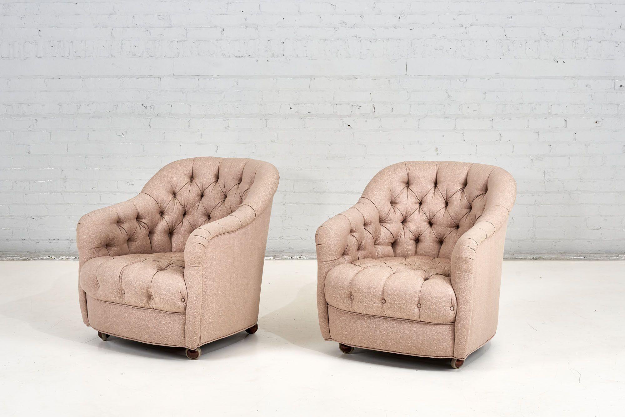 Mid-Century Modern Ward Bennett Tufted Lounge Chairs, 1960 For Sale