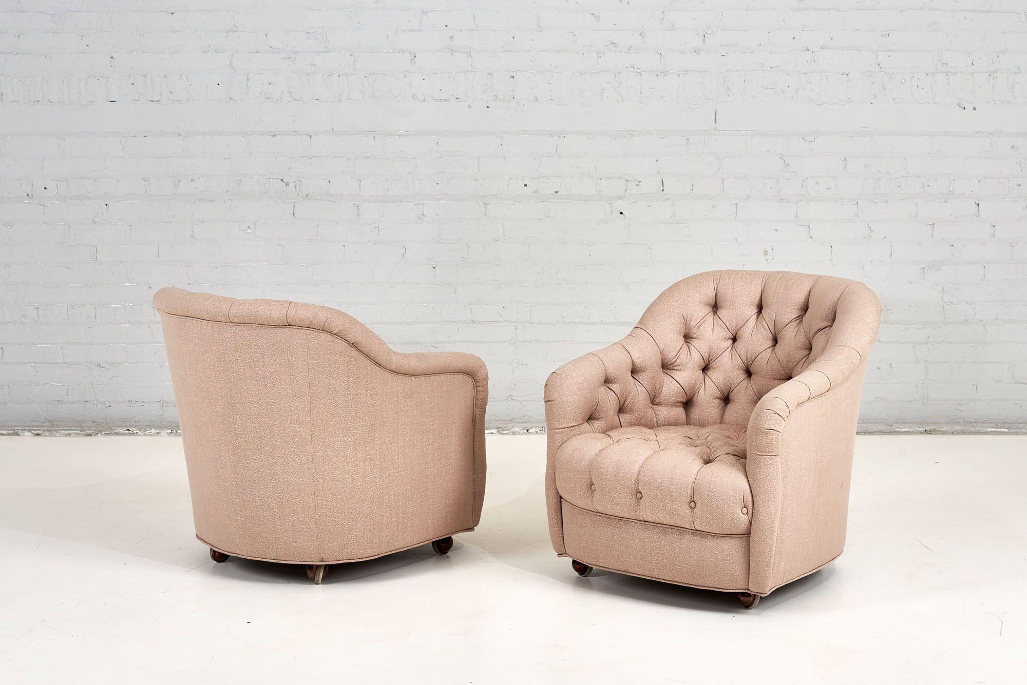 Ward Bennett Tufted Lounge Chairs, 1960 In Good Condition For Sale In Chicago, IL