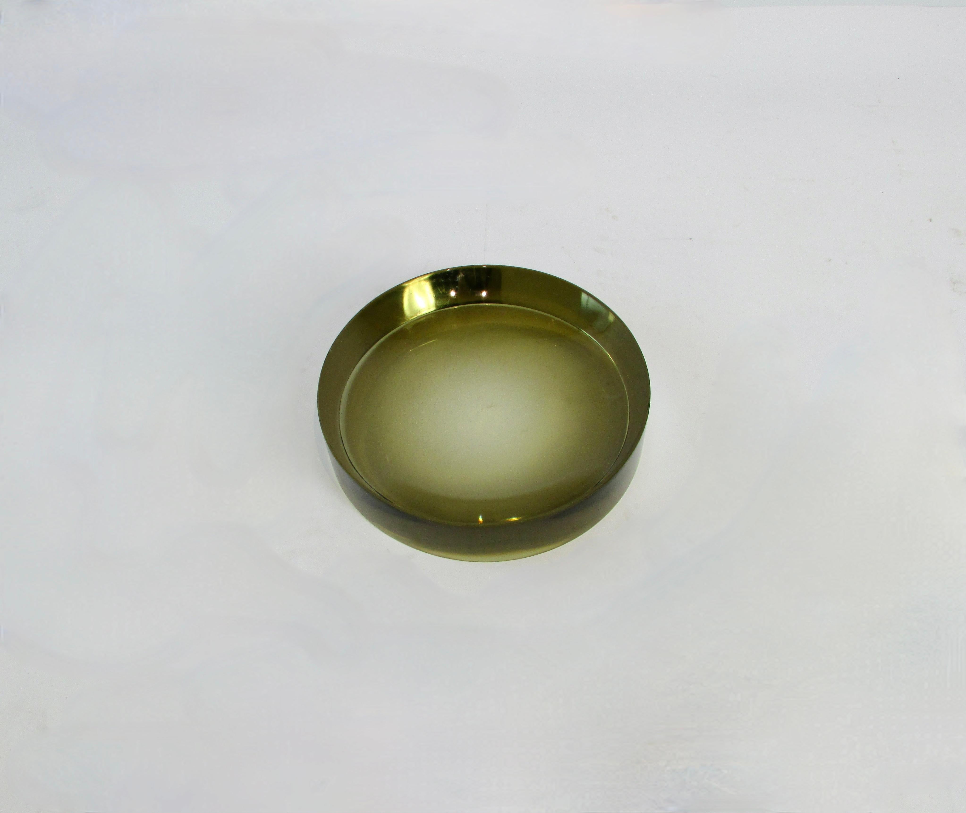 Polished Ward Bennett vide-poche polished green tone glass dish For Sale