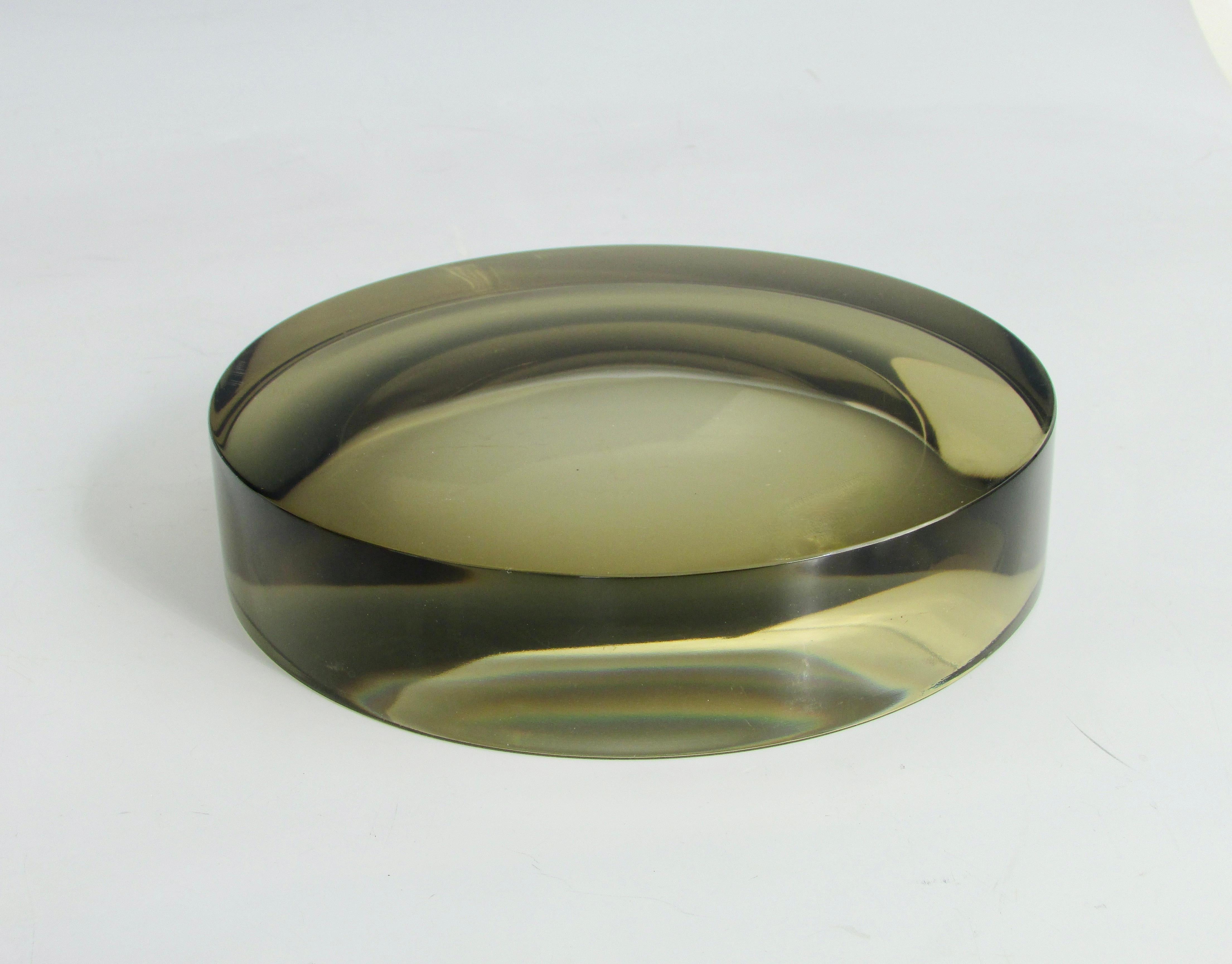 Ward Bennett vide-poche polished green tone glass dish For Sale 1