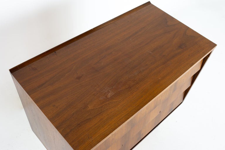 Ward Furniture Company Mid Century Louvered Walnut 3 Drawer Dresser