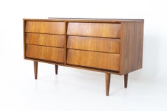 Ward Furniture Company Mid Century Louvered Walnut 6 Drawer Lowboy Dresser