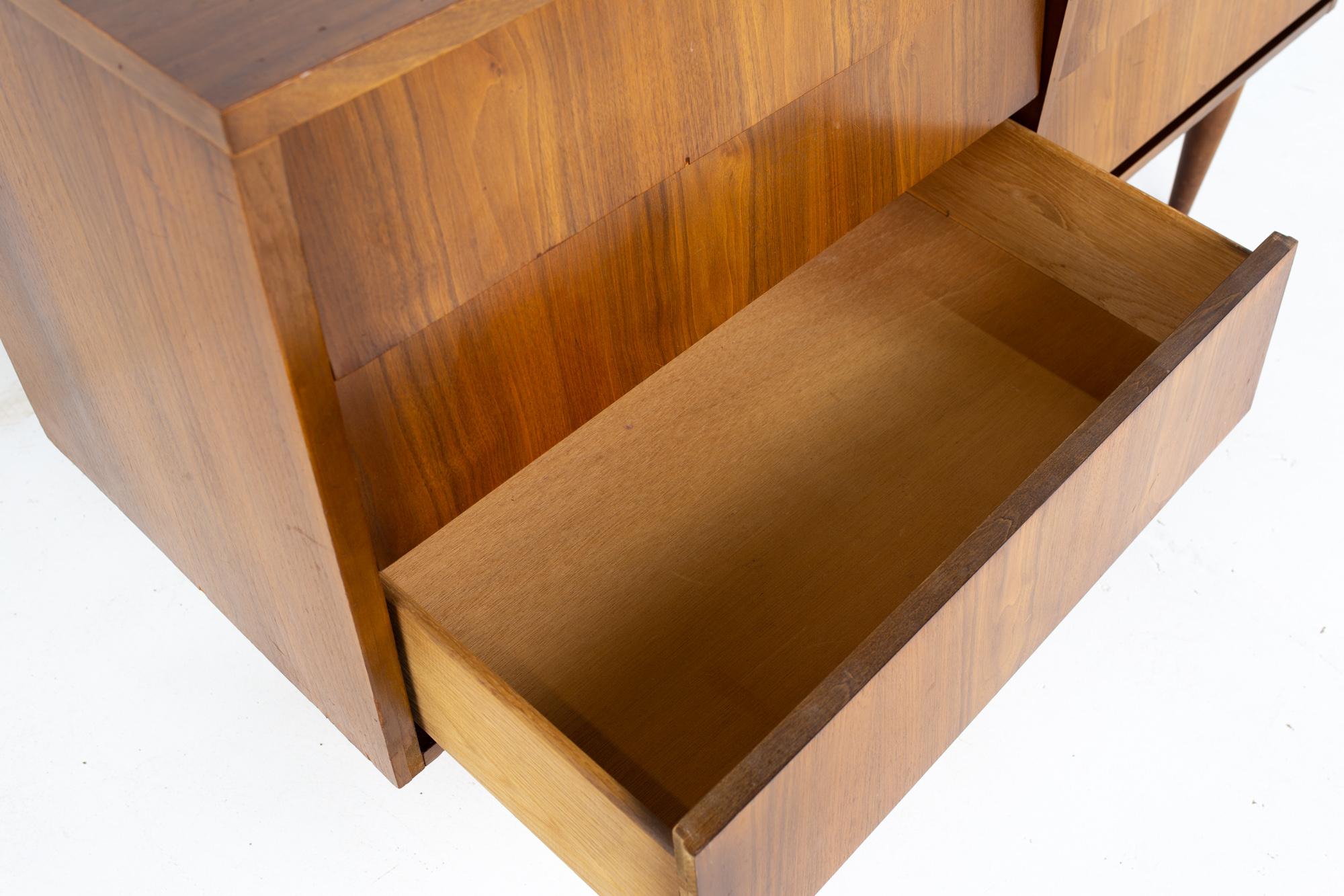 Late 20th Century Ward Furniture Company Mid Century Louvered Walnut 6 Drawer Lowboy Dresser
