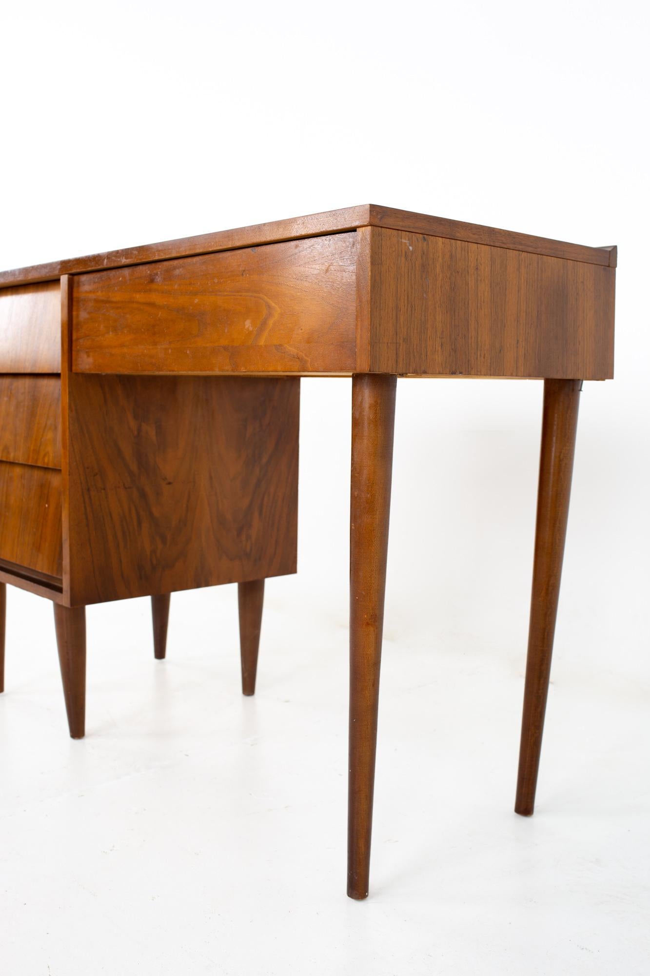 Ward Furniture Mid Century Louvered Walnut Single Sided Desk at 1stDibs