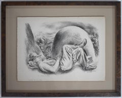 "SIESTA BY AN OVEN"  LITHOGRAPH BY EARLY TEXAS & NEW MEXICO ARTIST OUTDOOR OVEN