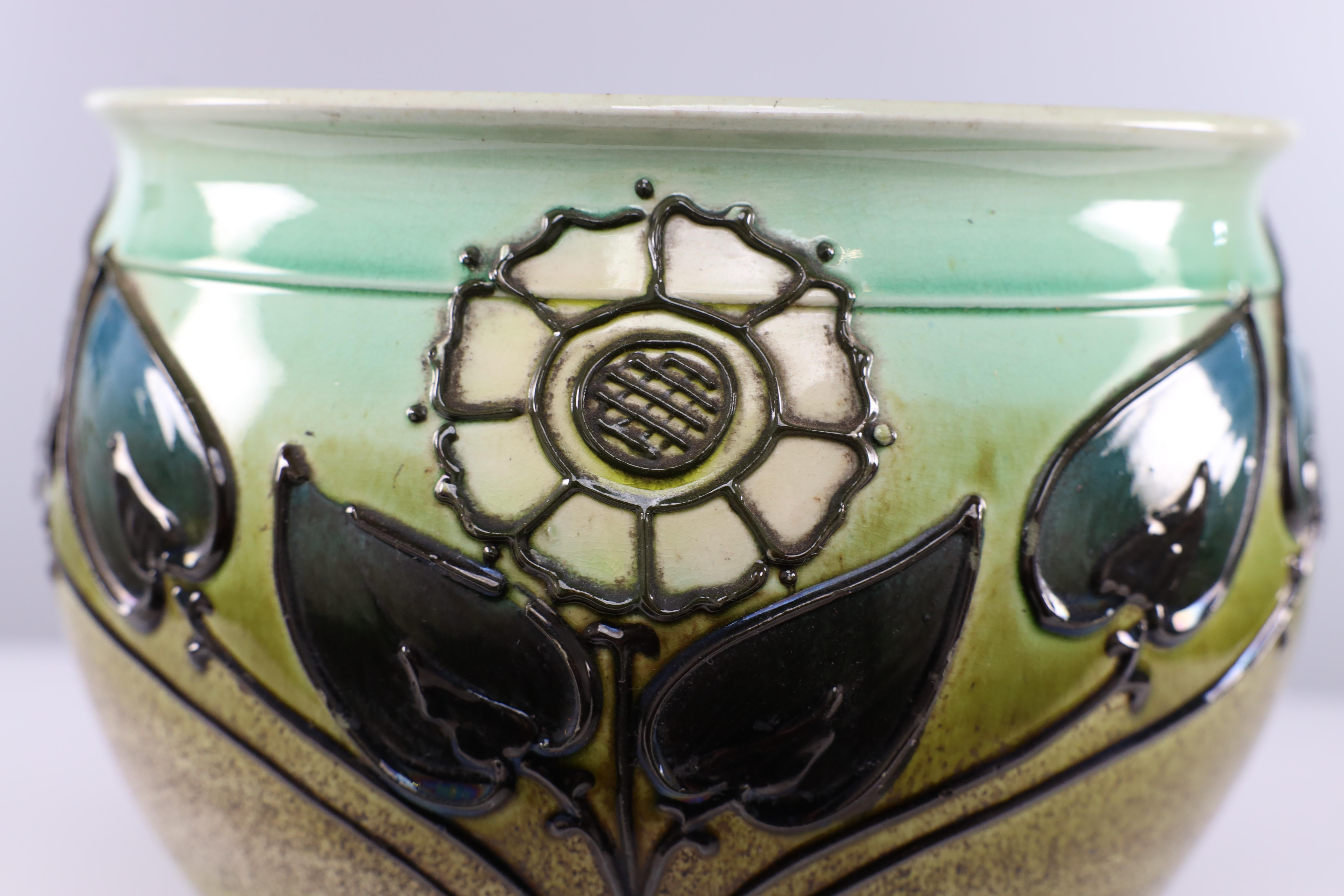Wardle by Frederick Rhead attri. Arts & Crafts planter with floral decoration. For Sale 4
