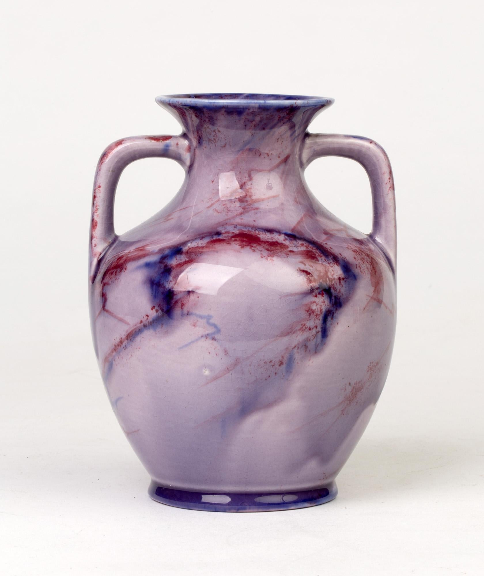 Wardle English Art Nouveau Twin Handled Art Pottery Vase 1