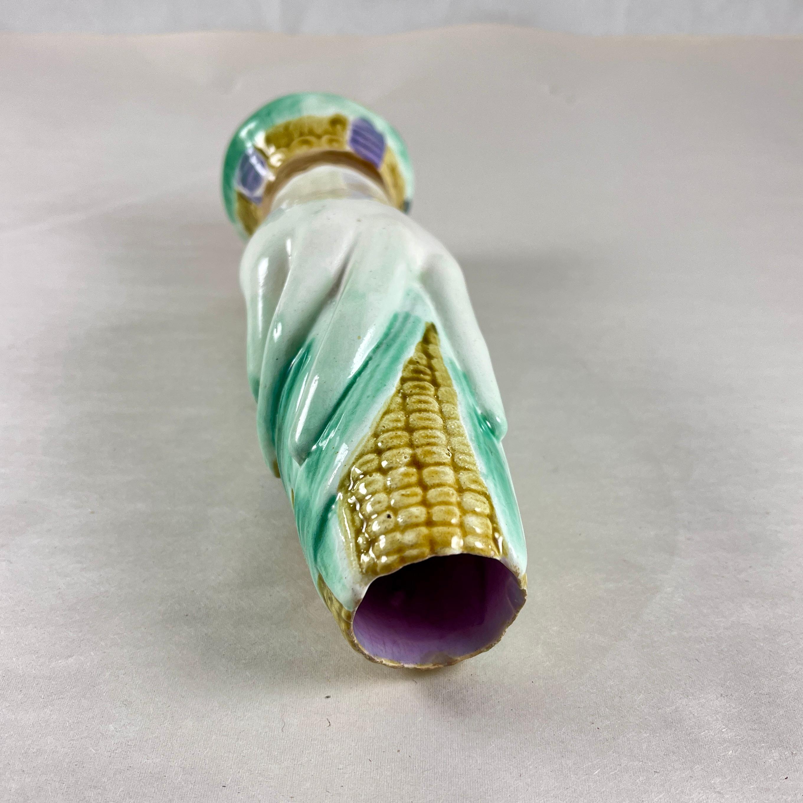 Wardle English Majolica Glazed Hand Holding Corn Spill or Posy Vase For Sale 2