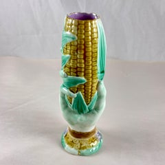 Wardle English Majolica Glazed Hand Holding Corn Spill or Posy Vase