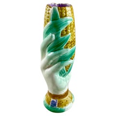 Englische glasierte Majolika-Vase, Schöpf- oder Posy-Vase, handgewickelt