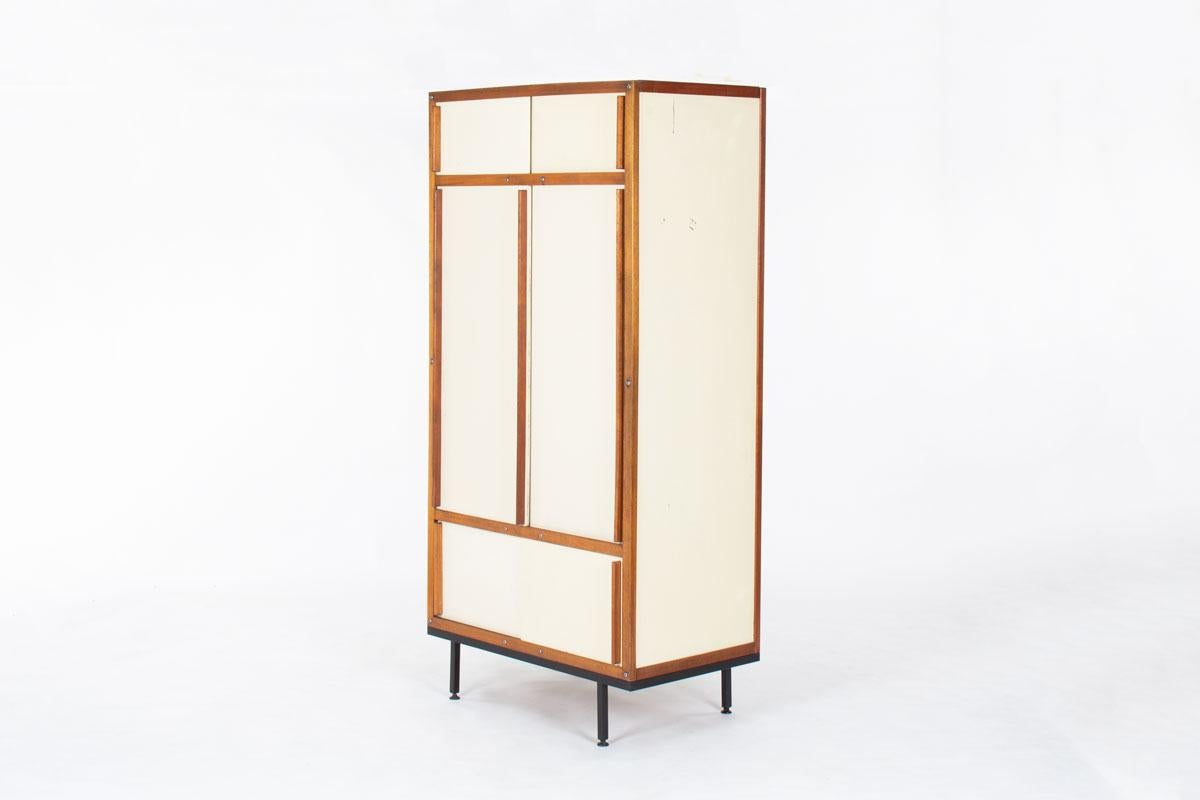 Armario de André Sornay en caoba y paneles beige 1960 en Bueno estado para la venta en JASSANS-RIOTTIER, FR