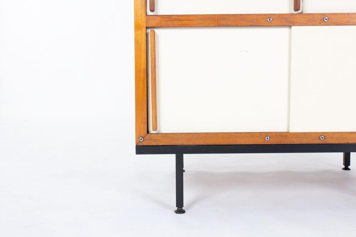 Armario de André Sornay en caoba y paneles beige 1960 en venta 2