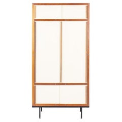 Wardrobe by Andre Sornay in mahogany and beige panels 1960