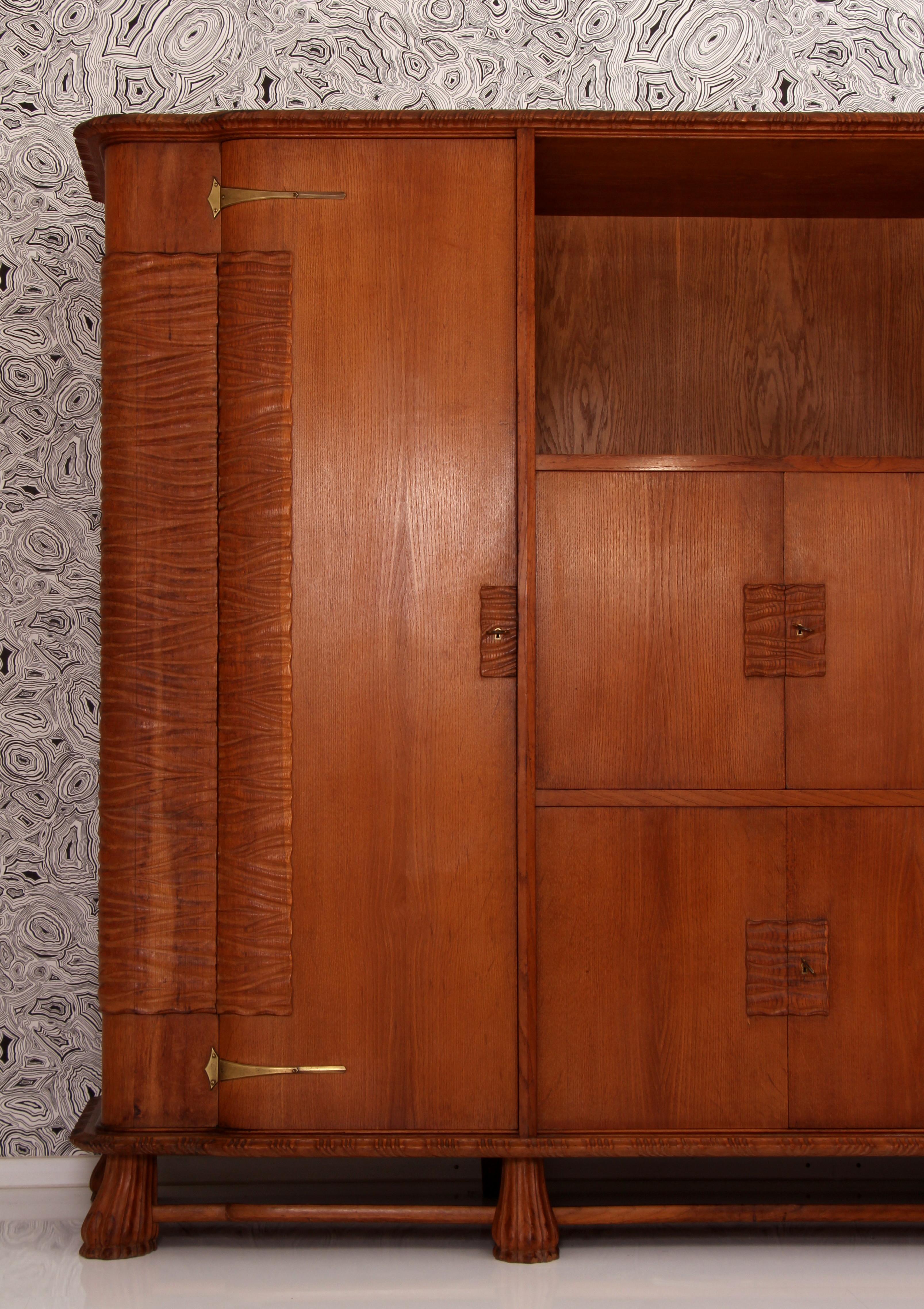 Wardrobe by Colli Torino Est 1850 Art Nouveau Huge Italian Solid Oak Masterpiece For Sale 5