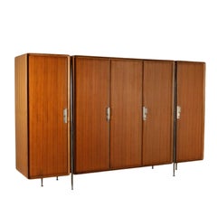 Wardrobe by Silvio Cavatorta Teak Veneer Vintage Italy, 1960s