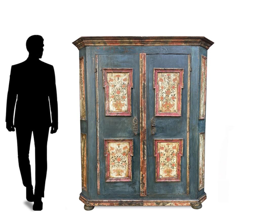 Wardrobe Cabinet, 1801 Blu Floral Painted 3