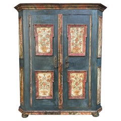 Wardrobe Cabinet, 1801 Blu Floral Painted