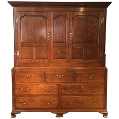 Antique Wardrobe, Hall Cupboard 18th Century Oak