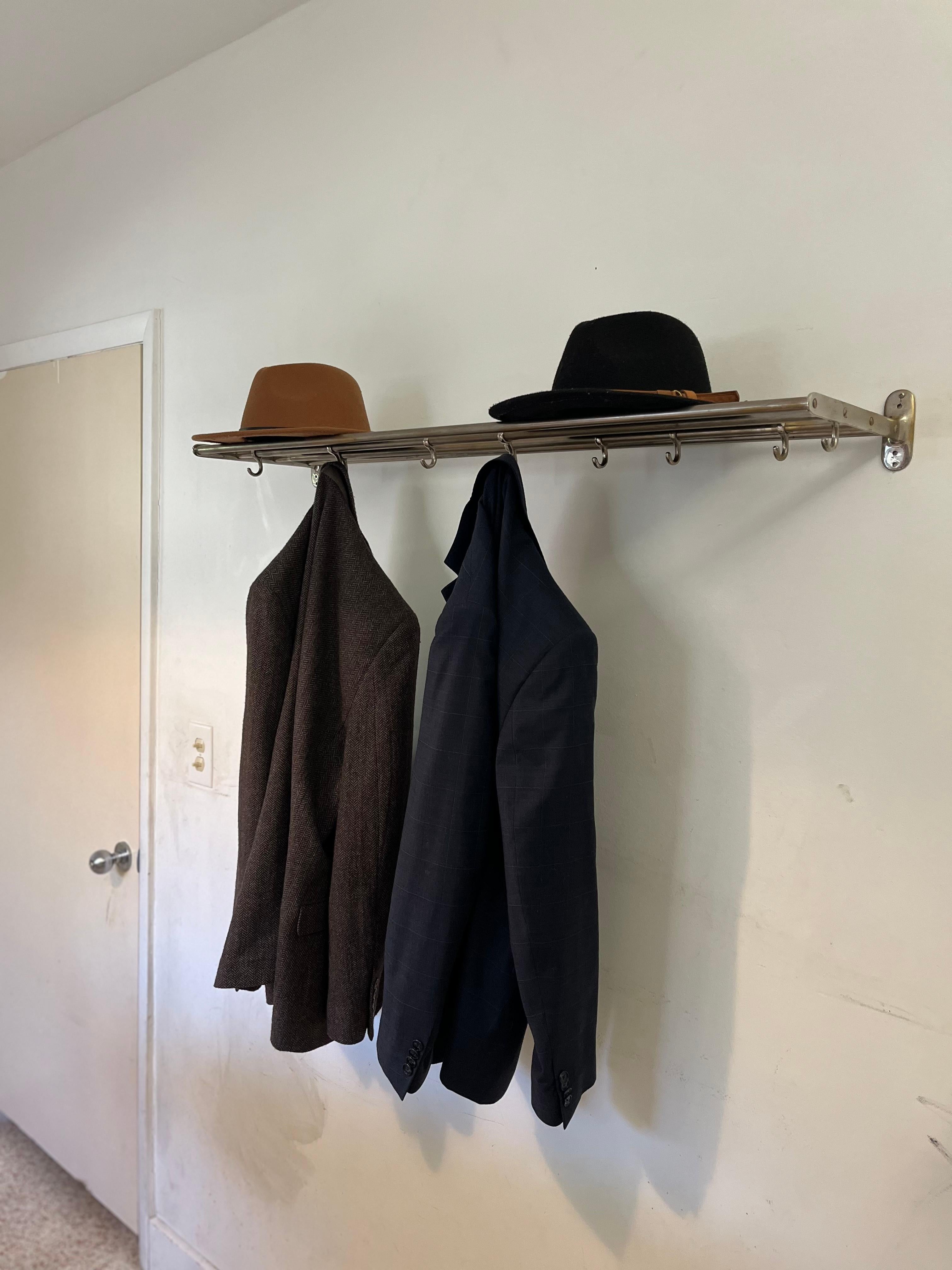 Wardrobe Hat Rack by Karl Hagenauer from 1932, steel nickel plated. From the estate of Max Fellerer, comes with original invoice. 
Max Fellerer (1889–1957) trained in Vienna at the Technische Hochschule under Karl König and at the Akademie der