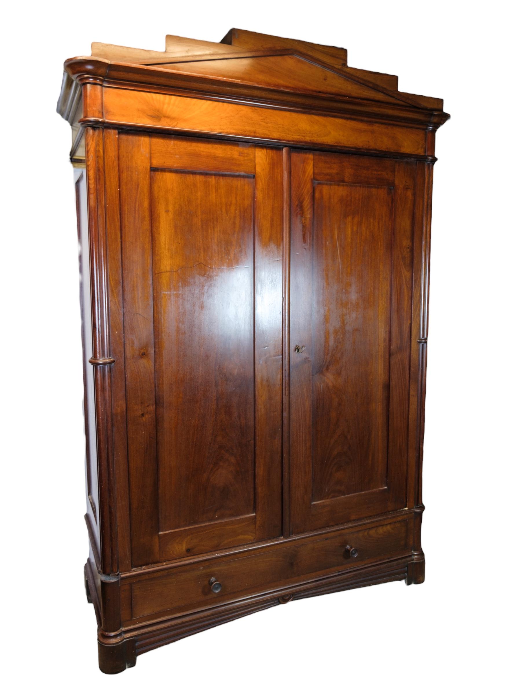 Danish Wardrobe in Mahogany from the Late Empire period 1840 For Sale