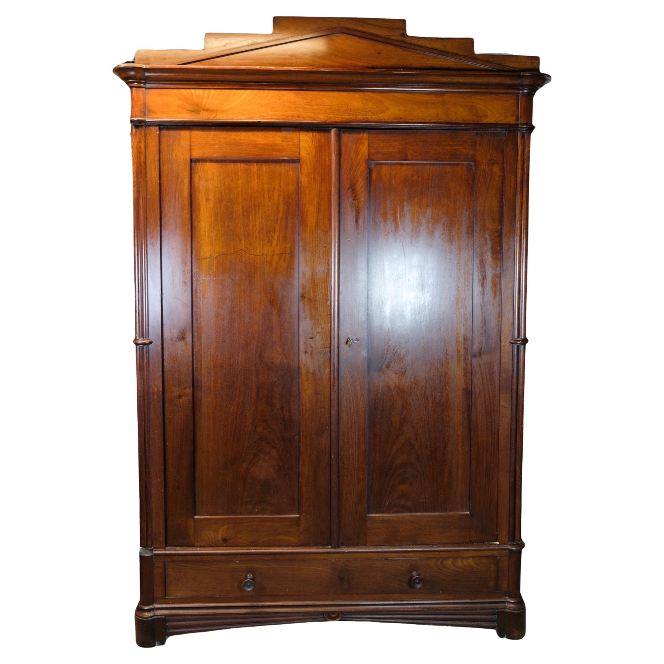 Wardrobe in Mahogany from the Late Empire period 1840 For Sale