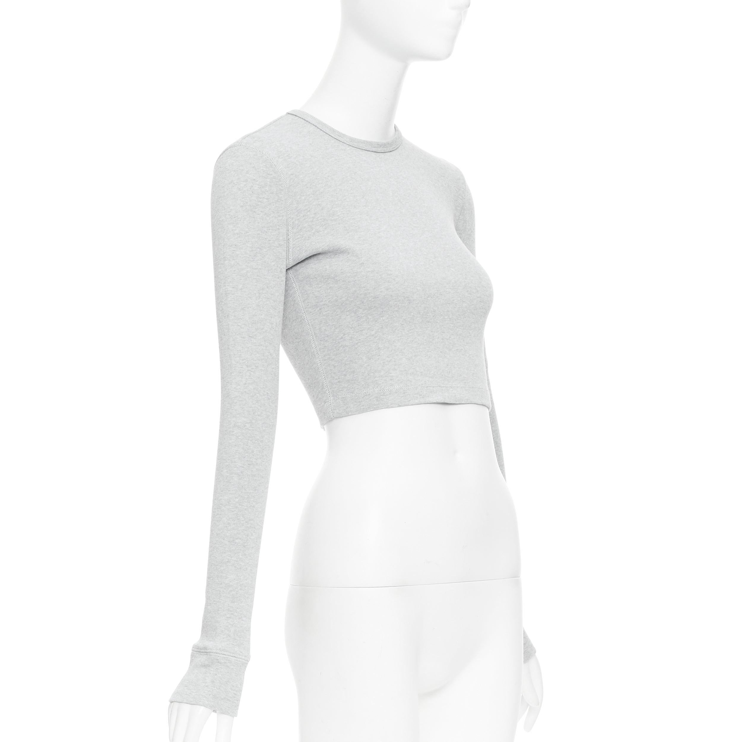 Gray WARDROBE NYC grey cotton blend crew neck long sleeve ribbed top S For Sale