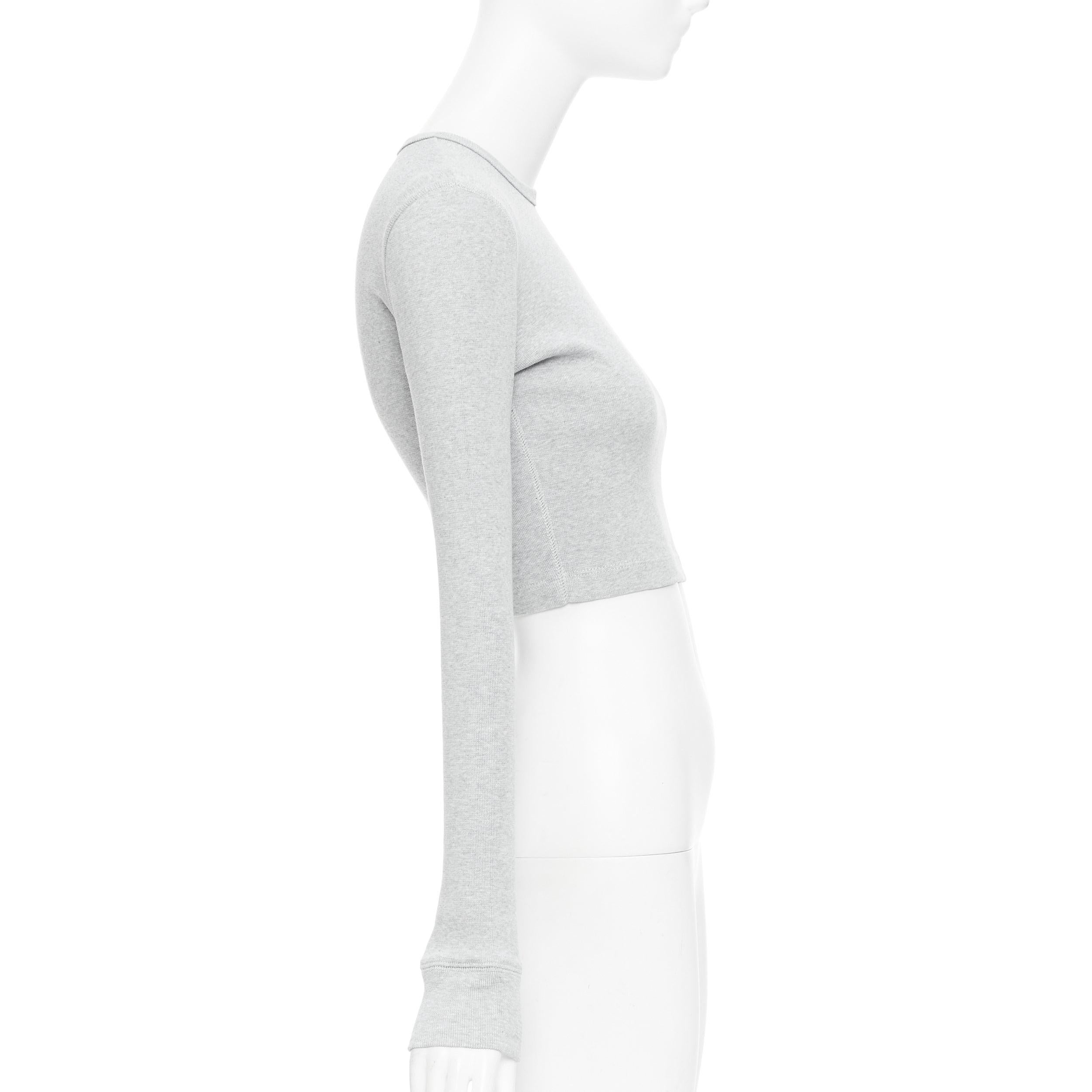 WARDROBE NYC grey cotton blend crew neck long sleeve ribbed top S In Excellent Condition For Sale In Hong Kong, NT