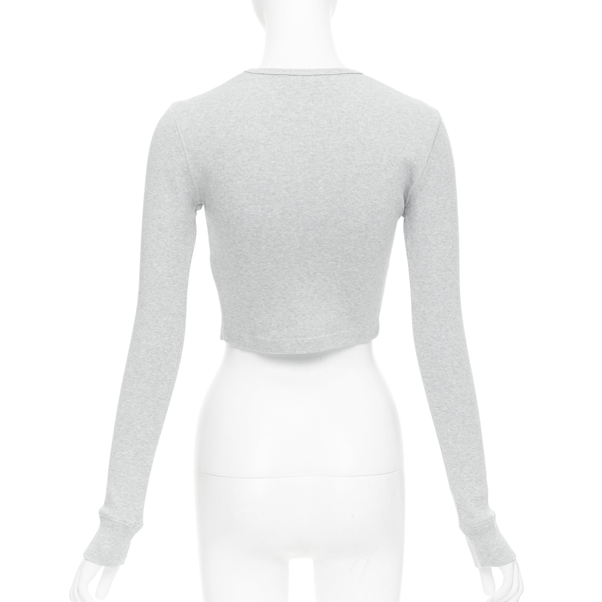 Women's WARDROBE NYC grey cotton blend crew neck long sleeve ribbed top S For Sale