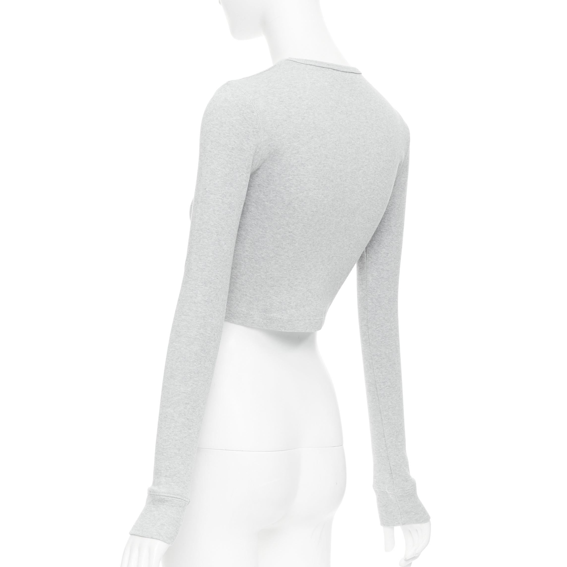 WARDROBE NYC grey cotton blend crew neck long sleeve ribbed top S For Sale 1