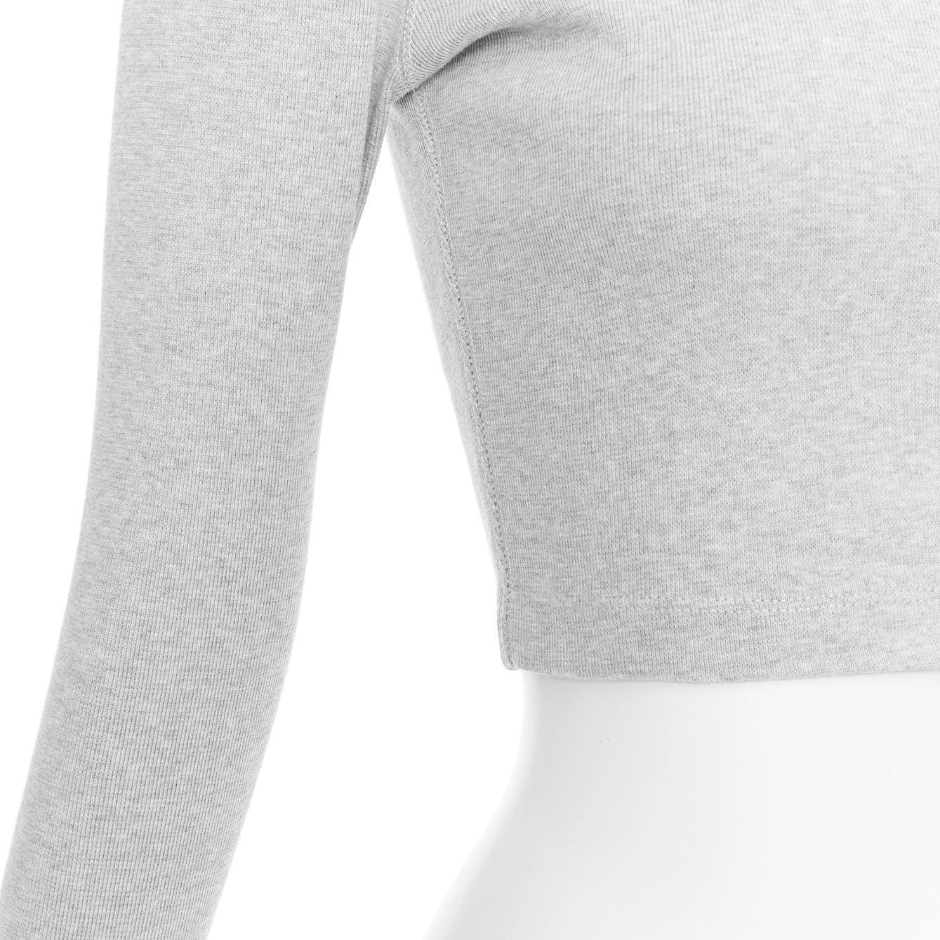 WARDROBE NYC grey cotton blend crew neck long sleeve ribbed top S For Sale 2