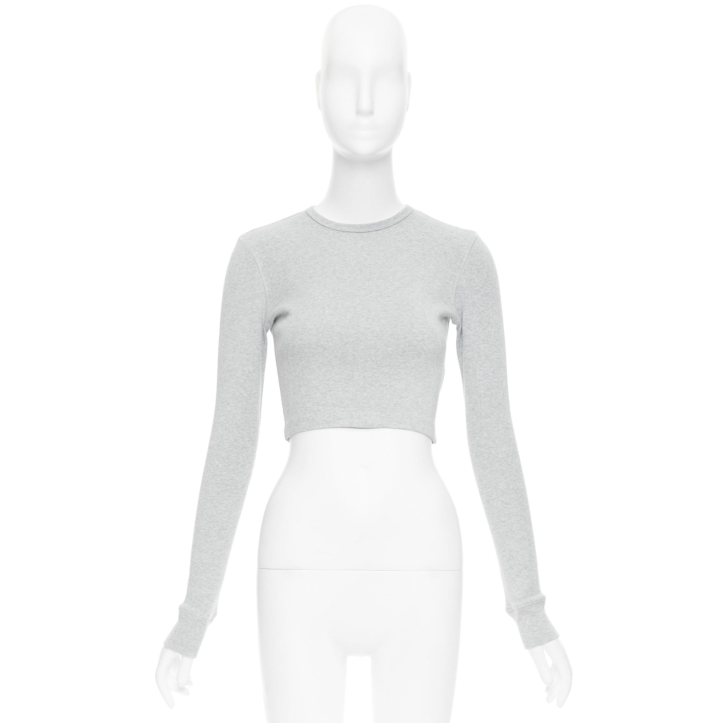 WARDROBE NYC grey cotton blend crew neck long sleeve ribbed top S For Sale 4