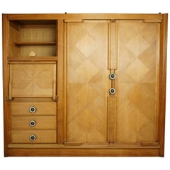 Wardrobe-Secretary "Gemini" Model Oak and Ceramic Design Guillerme & Chambron