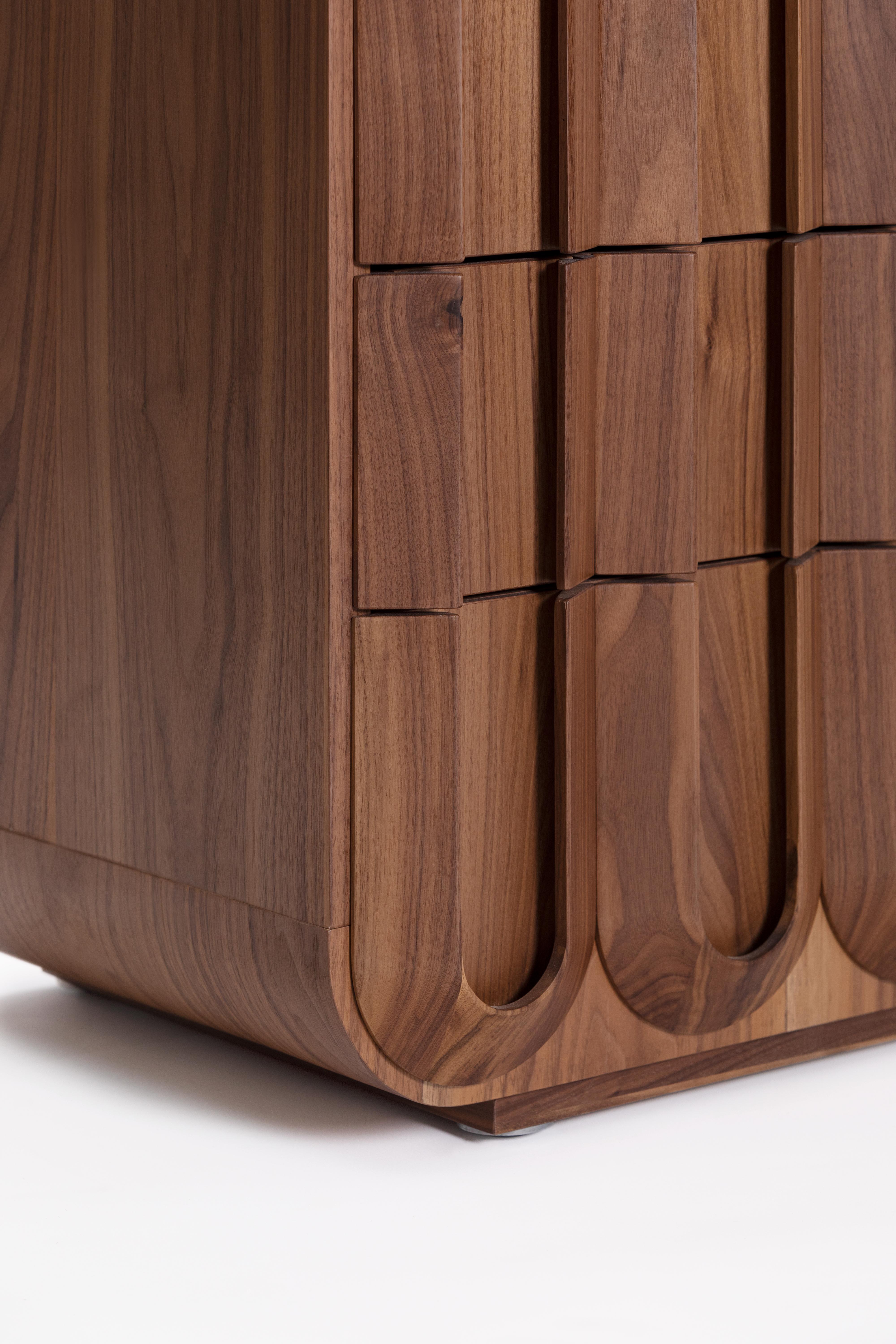 Wardrobe Sideboard with Drawers in Canaletto Walnut by Accardibuccheri Medulum For Sale 4