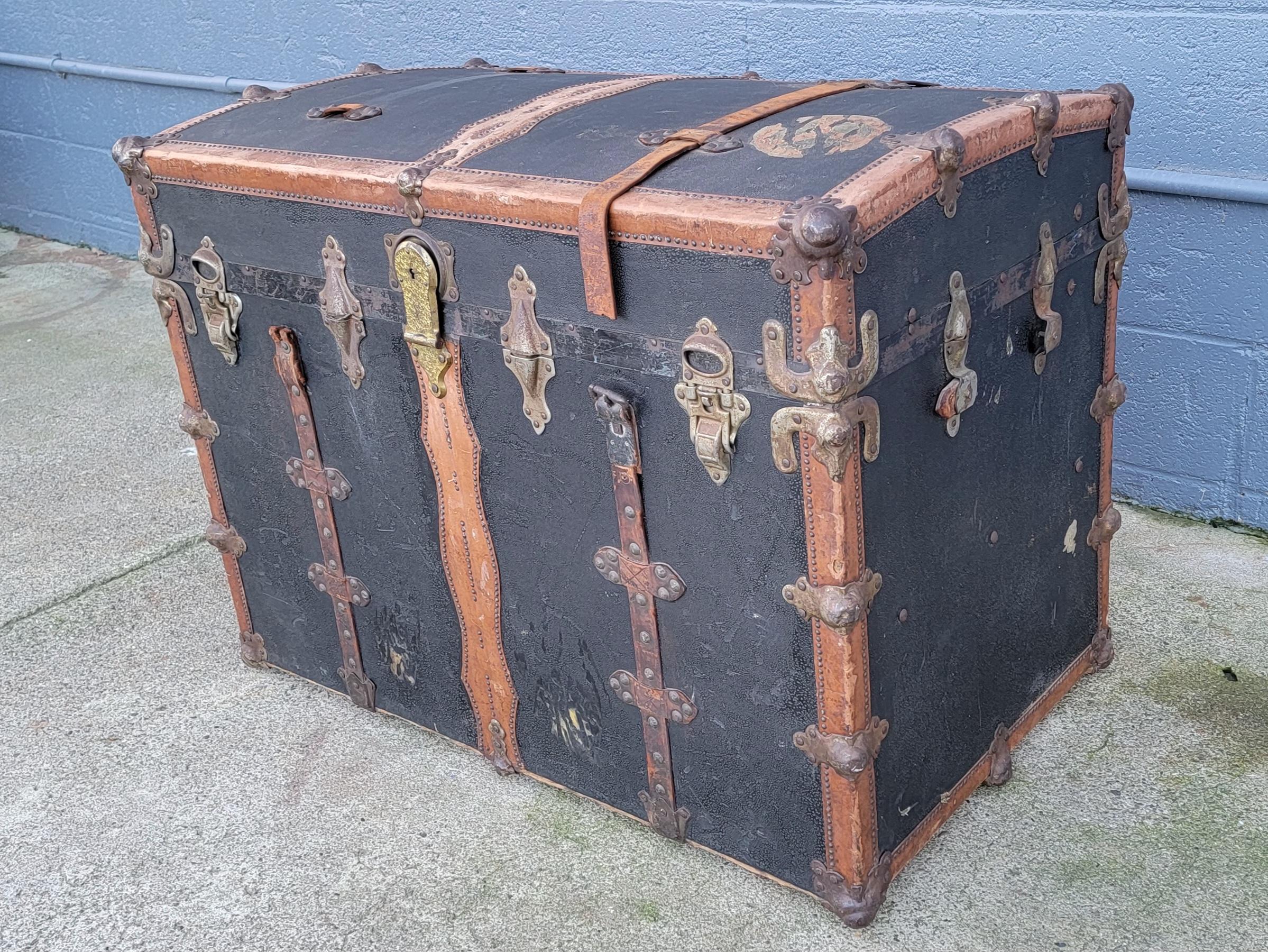 Early 1900's cabin / steamer trunk with dome top. Wonderful patina from use and history. 